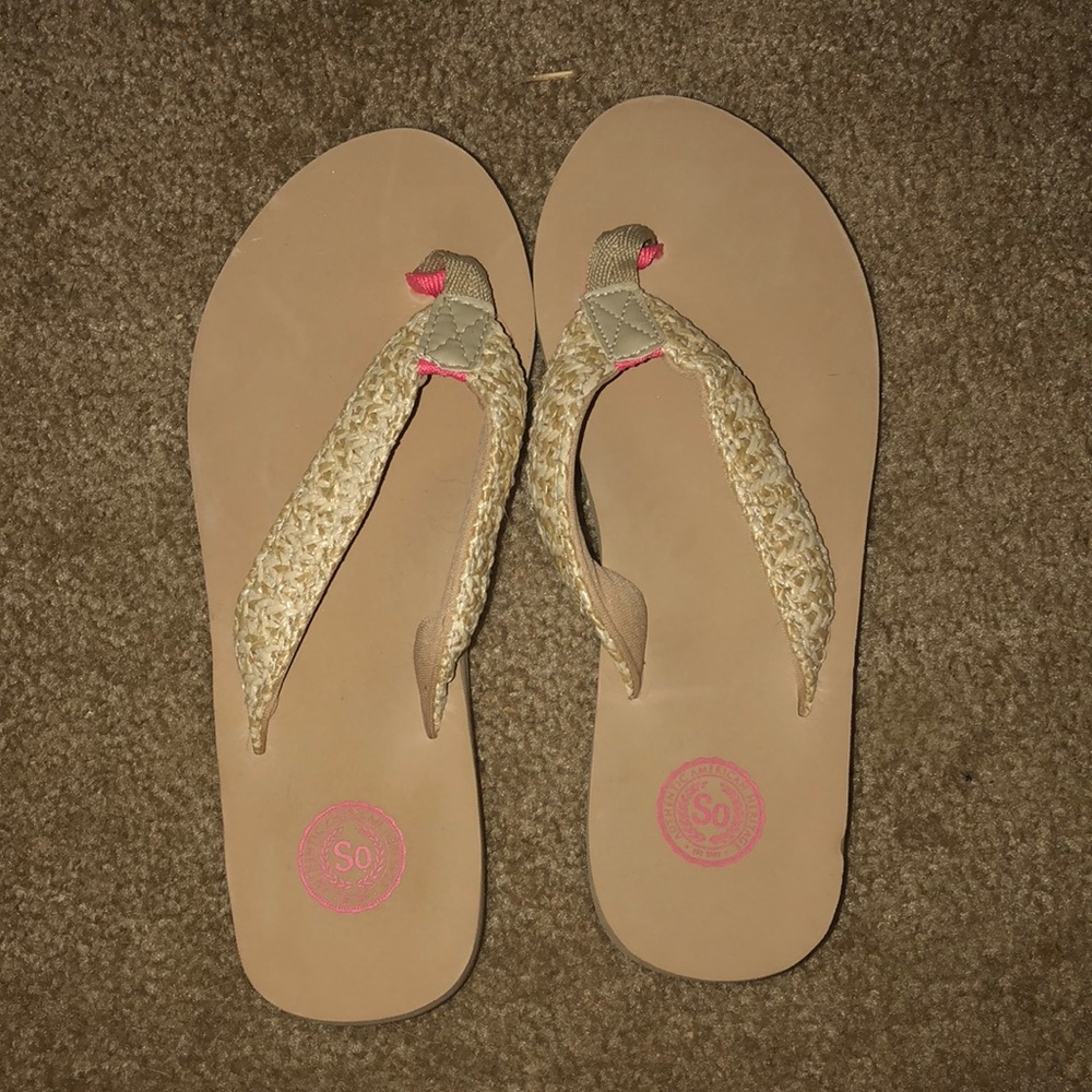 tan flip flops